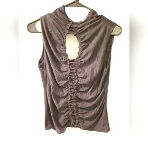 Zio sleeveless top, black, keyhole chest, ruched, classy, size Small